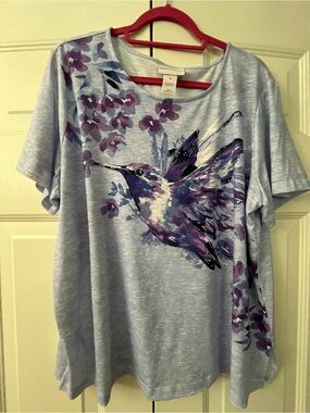 Alfred Dunner Hummingbird Short Sleeve T-Shirt
